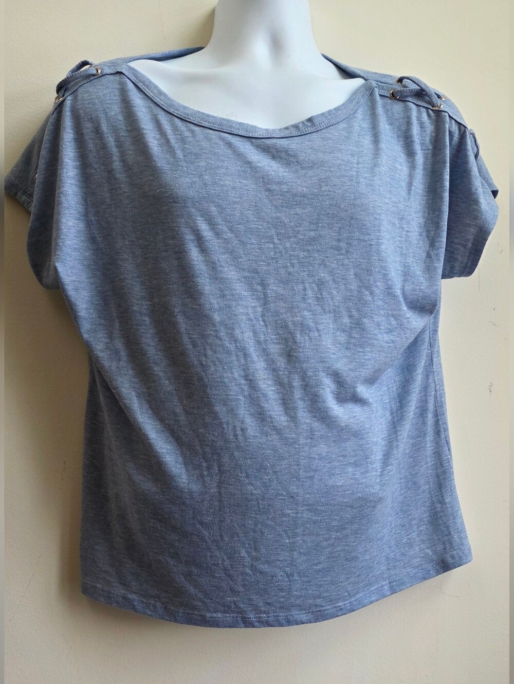 Modern Attraction Womens Blue Short Sleeve
